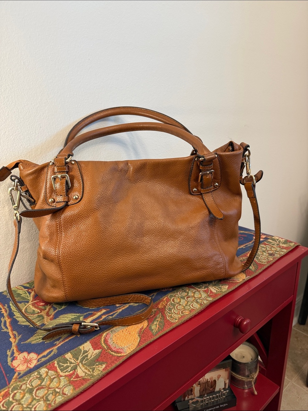 Women's Leather Tote Bag in Cognac Brown